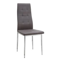 Rosa Megapap PU Leather dining chair in brown color with chrome metal leg 41x48x98cm. Rosa Megapap PU Leather dining chair in brown color with chrome metal leg 41x48x98cm.