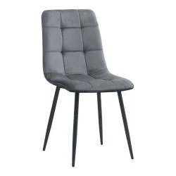 Tito Megapap velvet dining chair in anthracite color with black metal legs 44x55x88cm. Tito Megapap velvet dining chair in anthracite color with black metal legs 44x55x88cm.