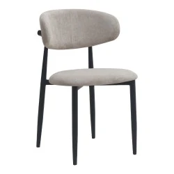 Viking Megapap fabric dining chair in beige color with black metal legs 46x53x80cm.