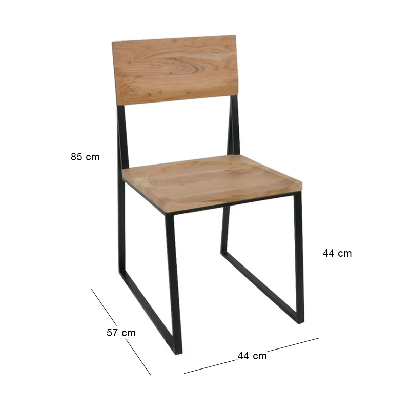VILLAGE Chair Acacia Natural Finish (Black Paint)