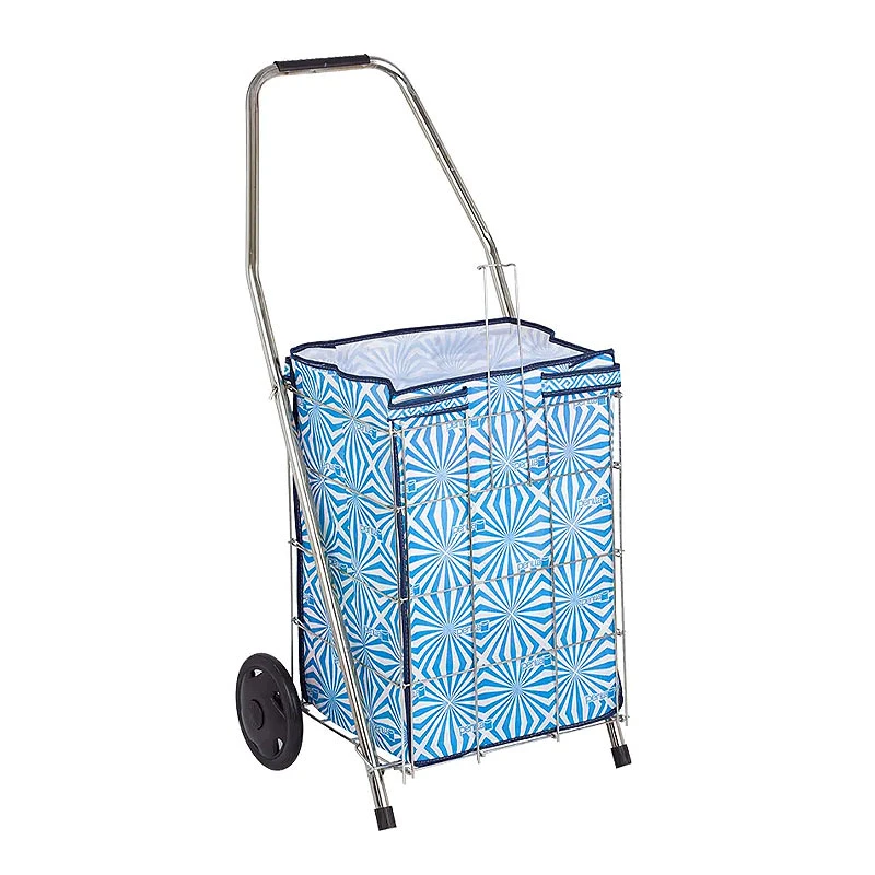 Perilla Mini metallic foldable shopping trolley in silver color 48lt 35x28x92cm.
