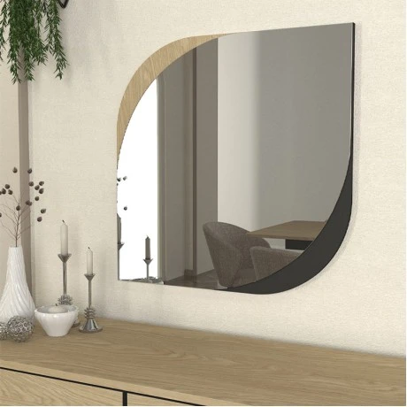 Lava Megapap melamine mirror in rota oak - anthracite color 70x2.2x70cm.