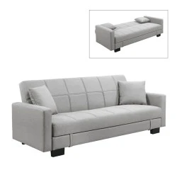 KELSO Sofabed w/Storage Fabric Light Grey