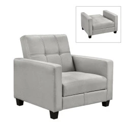 KELSO Armchair Bed w/Storage, Fabric Light Grey KELSO Armchair Bed w/Storage, Fabric Light Grey
