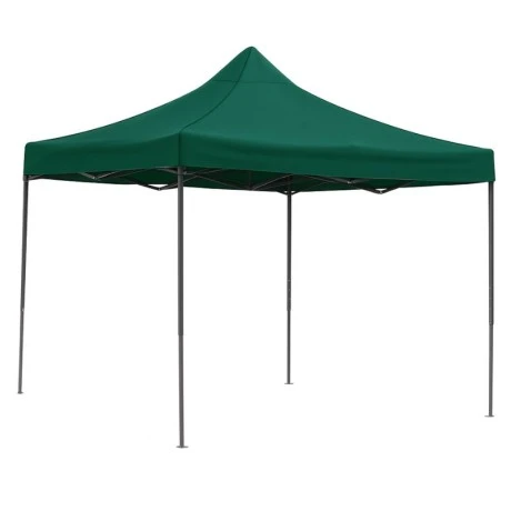 Kiosk with metal frame and waterproof fabric in green color 3x3m
