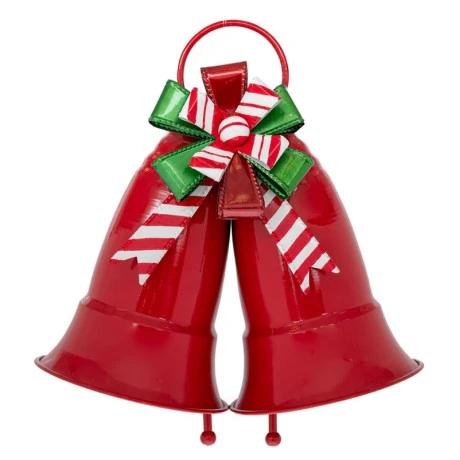 XMAS RED HANGING METAL BELLS 44X23,5X45CM