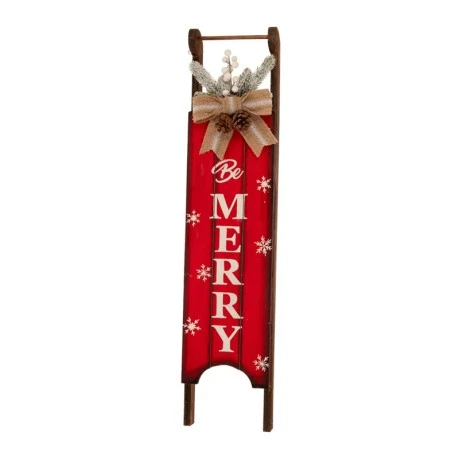 XMAS RED SLEDGE SIGN WITH DECORATION 20X10X90CM