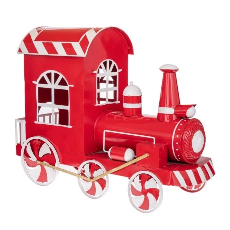 XMAS RED METAL TRAIN ENGINE 95X35X70CM