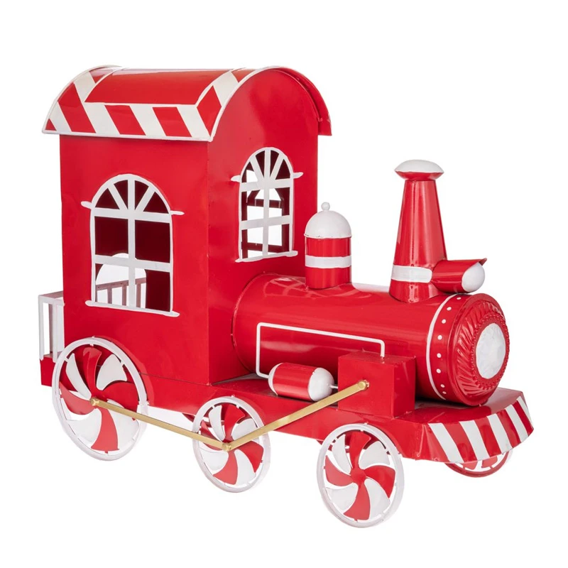 XMAS RED METAL TRAIN ENGINE 95X35X70CM