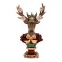 XMAS RED RESIN DEER HEAD BUST WITH FLOWERS ON HORNS 18X12X34CM