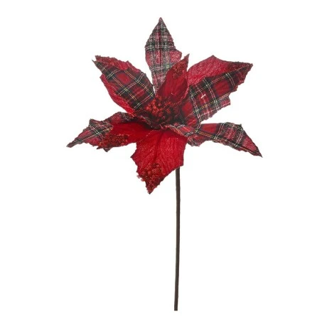 RED PLAID POINSETTIA FLOWER STEM 30X55CM