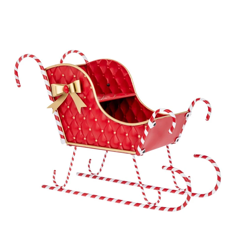 XMAS RED METAL SLEIGH 72X33X50CM