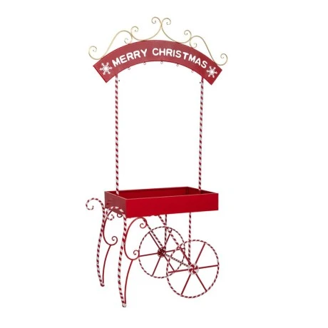 XMAS RED METAL TROLLEY CART MERRY CHRISTMAS 105X54X190CM
