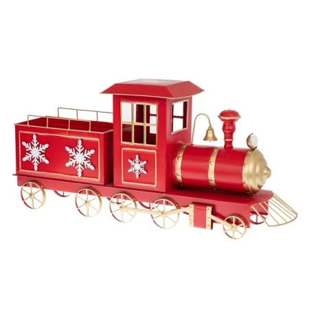 XMAS RED METAL TRAIN WITH WAGON  80X18,5X35CM