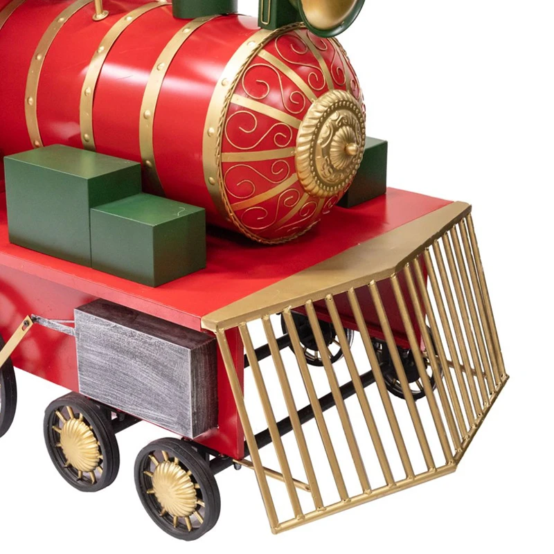 XMAS \nRED METAL TRAIN WITH WAGONS 260X90X130CM