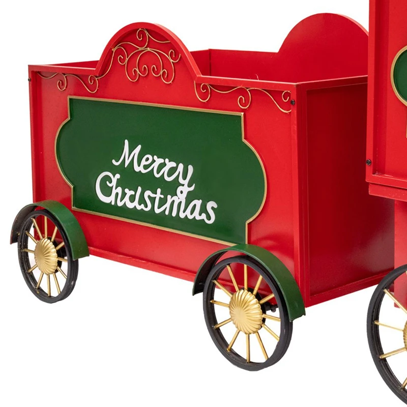 XMAS \nRED METAL TRAIN WITH WAGONS 260X90X130CM