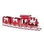XMAS RED METAL TRAIN ON TRACKS WITH TWO WAGONS AND WHITE BOWS 77X15X33CM