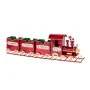 XMAS RED METAL TRAIN ON TRACKS WITH TREE WAGONS 90Χ20X20CM