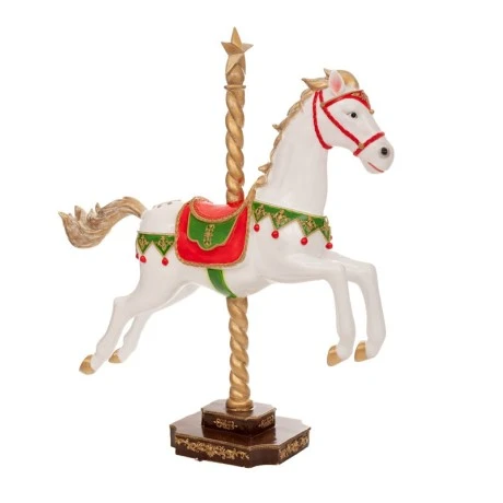 XMAS RED GREEN FIBERGLASS CAROUSEL HORSE 150X32X160CM