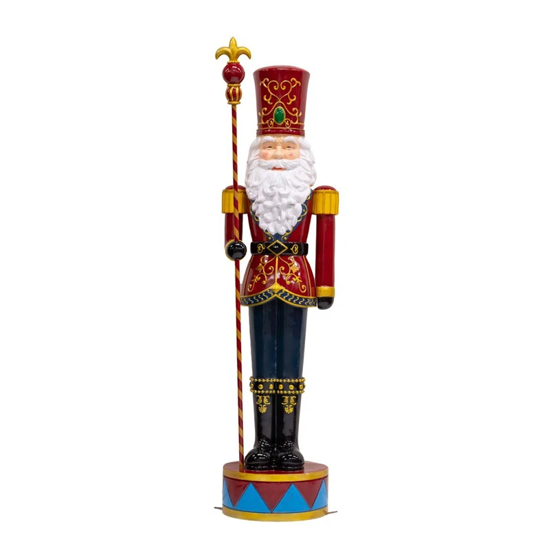 RED GREEN FIBERGLASS SANTA NUTCRACKER 65X55X250CM