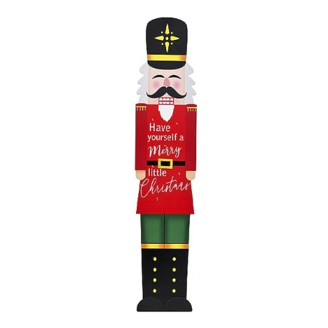 CHRISTMAS RED MDF NUTCRACKER WITH LED LIGHTS SHOP SIGN 25X2.5X120CM