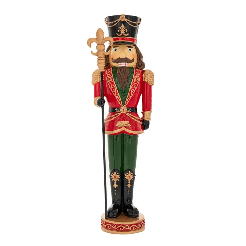 GREEN RED RESIN NUTCRACKER 15X11.5X46.5CM