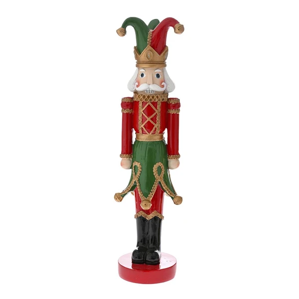 CHRISTMAS RED RESIN JOKER NUTCRACKER 47CM