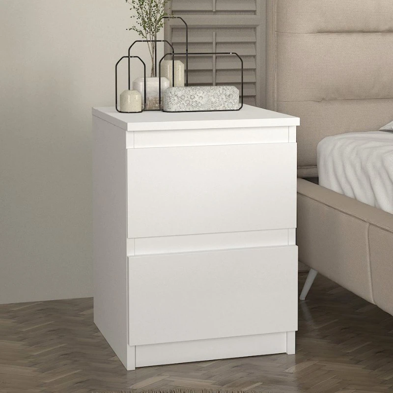 Breve Megapap melamine nightstand in white color 39.8x41.8x55cm.
