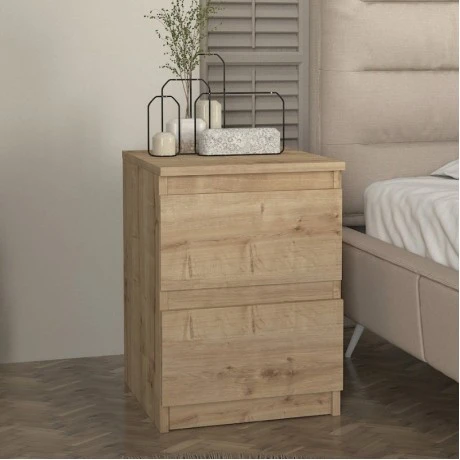 Breve Megapap melamine nightstand in sapphire oak color 39.8x41.8x55cm.