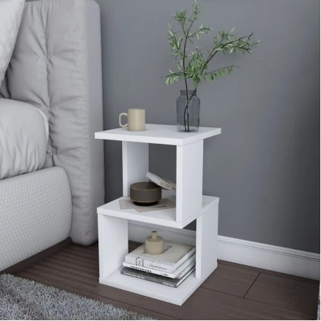 Carter Megapap melamine nightstand in white color 29.6x29.6x49.4cm.