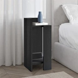 Elos Megapap melamine nightstand left module in black wood color 25x27x60cm. Elos Megapap melamine nightstand left module in black wood color 25x27x60cm.