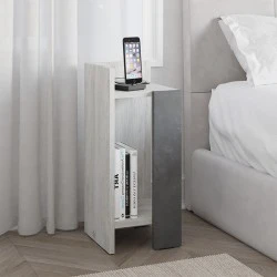 Elos Megapap melamine nightstand left module in ancient white - retro grey color 25x27x60cm. Elos Megapap melamine nightstand left module in ancient white - retro grey color 25x27x60cm.