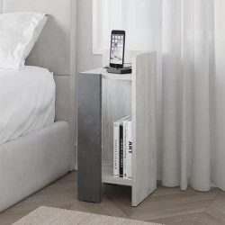 Elos Megapap melamine nightstand right module in ancient white - retro grey color 25x27x60cm. Elos Megapap melamine nightstand right module in ancient white - retro grey color 25x27x60cm.