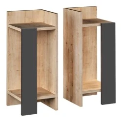 Elos Megapap melamine night-stand set in oak - anthracite color 25x27x60cm. Elos Megapap melamine night-stand set in oak - anthracite color 25x27x60cm.