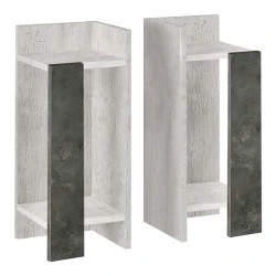 Elos Megapap melamine night-stand set in ancient white - retro grey color 25x27x60cm. Elos Megapap melamine night-stand set in ancient white - retro grey color 25x27x60cm.