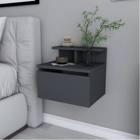 Arsen Megapap melamine wall nightstand in anthracite color 39,8x31,9x35cm.