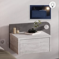 Dotta Megapap wall mounted nighstand with LED light in ancient white - grey retro color 52x33.6x28cm. Dotta Megapap wall mounted nighstand with LED light in ancient white - grey retro color 52x33.6x28cm.