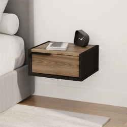 Κομοδίνο επιτοίχιο Eco Megapap χρώμα black wood - καρυδί Ud 40x33x18,5εκ.