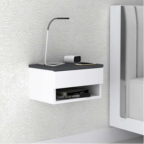 Mary Megapap melamine hanging bedside table in anthracite - white color 40x30x23cm.