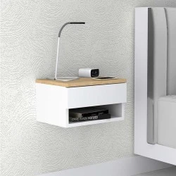 Mary Megapap melamine hanging bedside table in sonoma - white color 40x30x23cm. Mary Megapap melamine hanging bedside table in sonoma - white color 40x30x23cm.