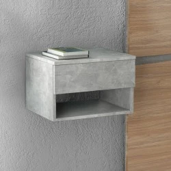 Bianca Megapap melamine hanging bedside table in grey concrete color 40x30x23cm. Bianca Megapap melamine hanging bedside table in grey concrete color 40x30x23cm.