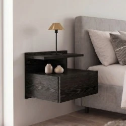 Mislina Megapap melamine wall nightstand in sencron black color 40x33,2x32cm. Mislina Megapap melamine wall nightstand in sencron black color 40x33,2x32cm.