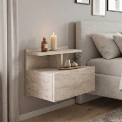 Κομοδίνο επιτοίχιο Mislina Megapap χρώμα travertine 40x33,2x32εκ.