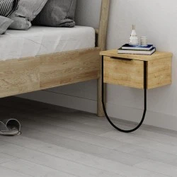 Κομοδίνο επιτοίχιο Norfolk Megapap χρώμα sapphire oak 33x25x44εκ.