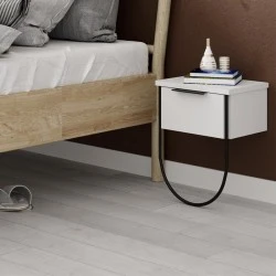 Norfolk Megapap melamine wall night-stand in white color 33x25x44cm. Norfolk Megapap melamine wall night-stand in white color 33x25x44cm.