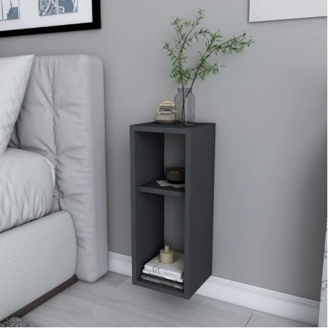 Sault Megapap melamine wall nightstand in anthracite color 23,2x22x59.6cm.