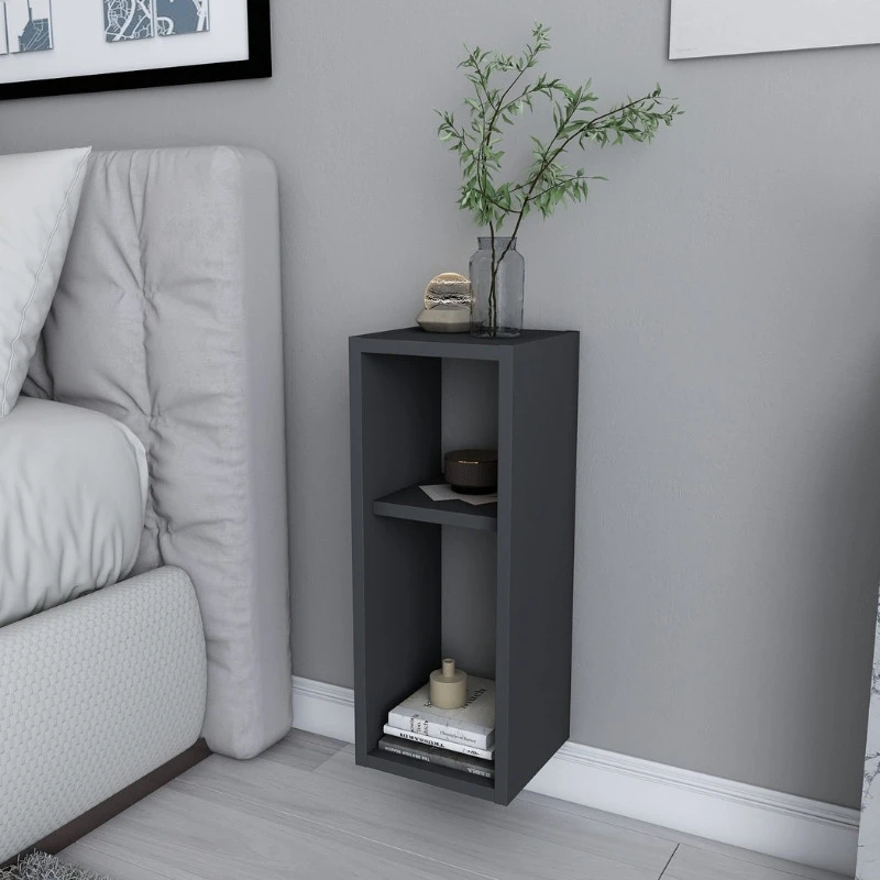 Sault Megapap melamine wall nightstand in anthracite color 23,2x22x59.6cm.