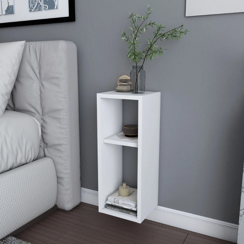 Sault Megapap melamine wall nightstand in white color 23,2x22x59.6cm.