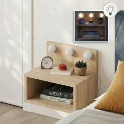 Treo Megapap wall mounted nighstand with LED light in sapphire oak color 40x30x33.8cm. Treo Megapap wall mounted nighstand with LED light in sapphire oak color 40x30x33.8cm.