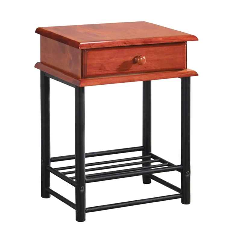 FLORA-II Side Table Metal Black/Wood Walnut